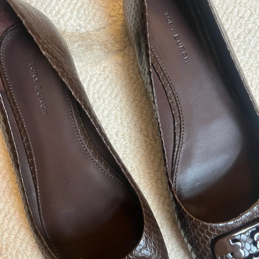 Tory Burch Georgia Square Toe Snake Flats - Size 7.5 - Picture 3 of 4